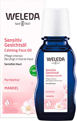 WELEDA Bio Mandel Sensitiv Gesichtsöl, intensives Naturkosmetik Bio Pflegeöl gegen unreine Haut, Hautirritationen und zur Make-up Entfernung, für Neurodermitiker geeignet (1 x 50 ml) im Sale
